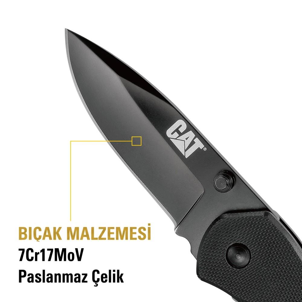 CAT DA980008 Kemer Askı Kancalı Katlanabilir 16CM Paslanmaz Çelik Siyah Kamp Çakısı Bıçağı - görsel 9