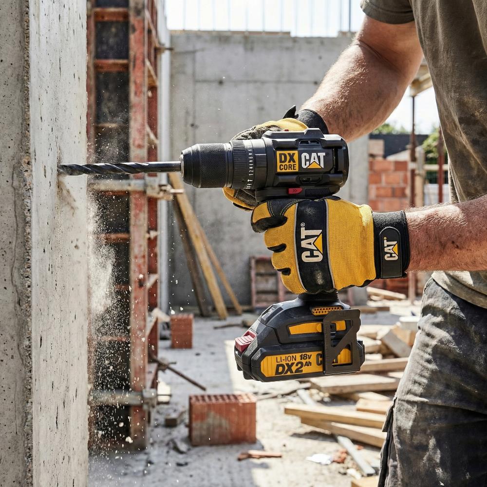 CAT DX1010.1 18Volt 2.0Ah Li - ion Çift Akülü Kömürsüz Profesyonel Şarjlı Darbeli Matkap + 20 Parça Delme Vidalama Uç Seti - Onivias