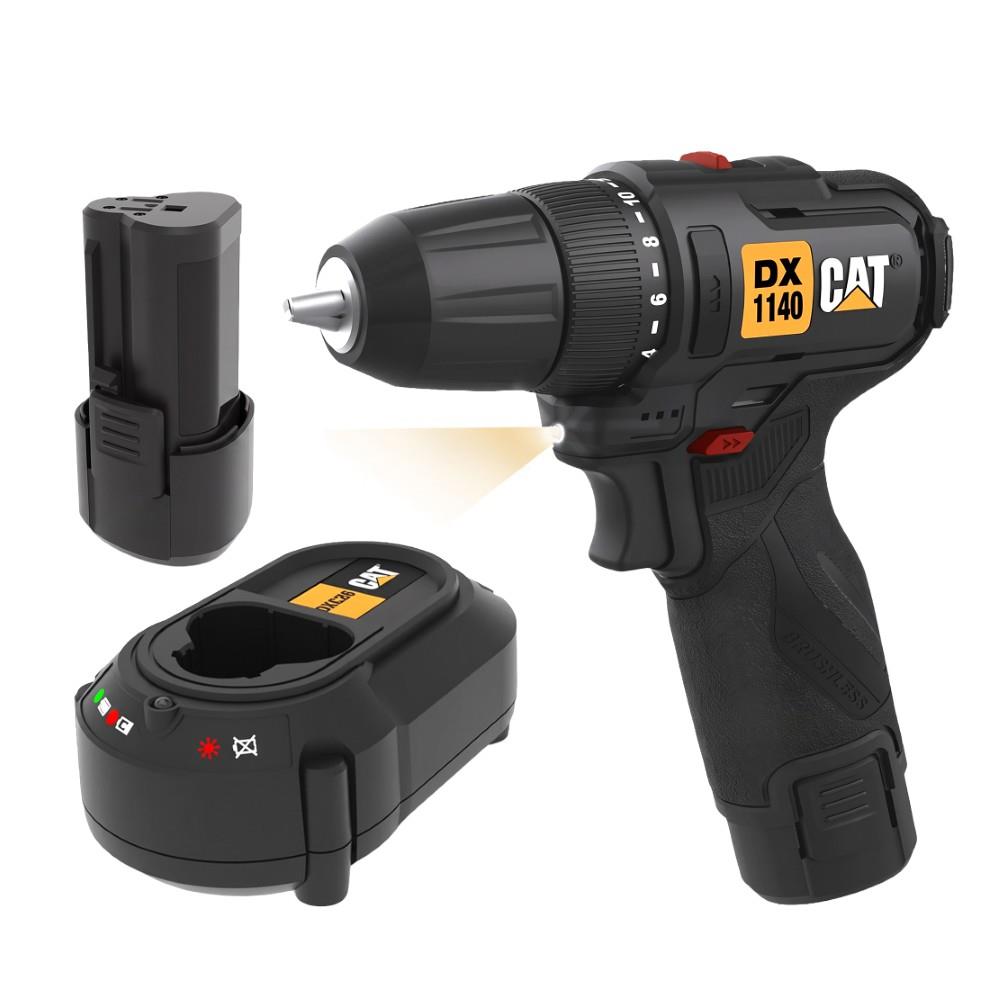 CAT DX1140 12Volt/2.0Ah Li-ion Çift Akülü Kömürsüz Profesyonel Şarjlı Darbesiz Matkap - görsel 2