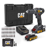 CAT DX155.1SET 18Volt/2.0Ah Li-ion Çift Akülü Profesyonel Şarjlı Darbeli Matkap + DA01901 32 Parça Vidalama Uç Seti - Onivias