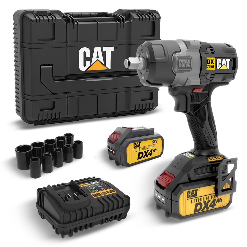 CAT DX7020.1 18Volt 4.0 Ah Çift Akülü Kömürsüz 700/880Nm Profesyonel Şarjlı Somun Sıkma + 10 Adet Lokma Ucu - Onivias