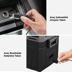 Coolist CLT12DC Kompresörlü Araç Buzdolapları İçin 12V/24V Üniversal Çakmaklık Kablosu - Onivias