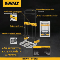DEWALT DWT512 190Kg Profesyonel Katlanır El Arabası - Onivias