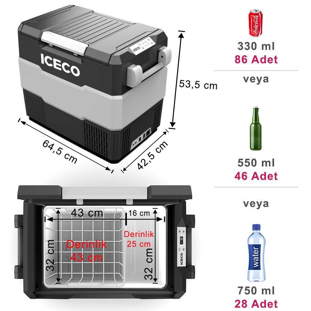 ICECO YCD60S 12/24Volt 56 Litr Xarici Kompressor Avtomobil Soyuducu