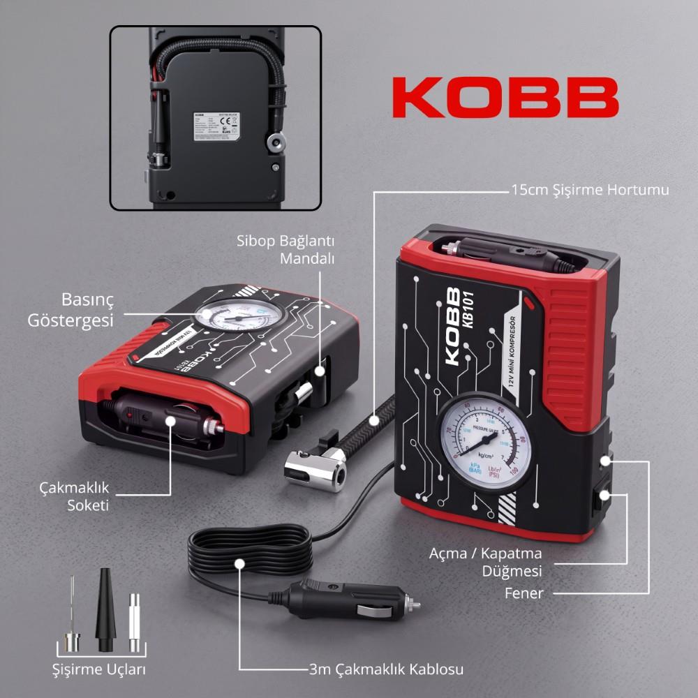 KOBB KB101 12Volt 100 PSI Analog Göstergeli Lastik Şişirme Hava Pompası - görsel 5