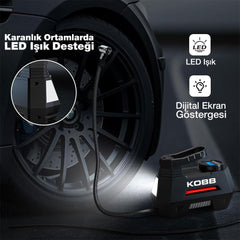 KOBB KB180 12Volt 150 PSI Ayarlanabilir Dijital Basınç Göstergeli Lastik Şişirme Pompası - Onivias