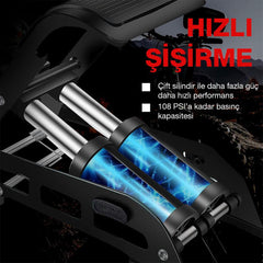 KOBB KB5402D Çift Pistonlu Dokunmatik Dijital Basınç Göstergeli Ayak Pompası + Taşıma Kılıfı - Onivias