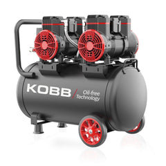 KOBB KBK50S2 4.0HP 50Lt 8Bar Çift Motorlu Yağsız Sessiz Taşınabilir Hava Kompresörü - Onivias