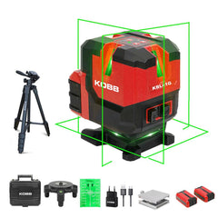 KOBB KBL41GTP 30M 4x90⁰/1x360⁰ Otomatik Hizalamalı Li - ion Çift Akü Profesyonel Yeşil Çizgi Lazer Distomat + Tripod - Onivias