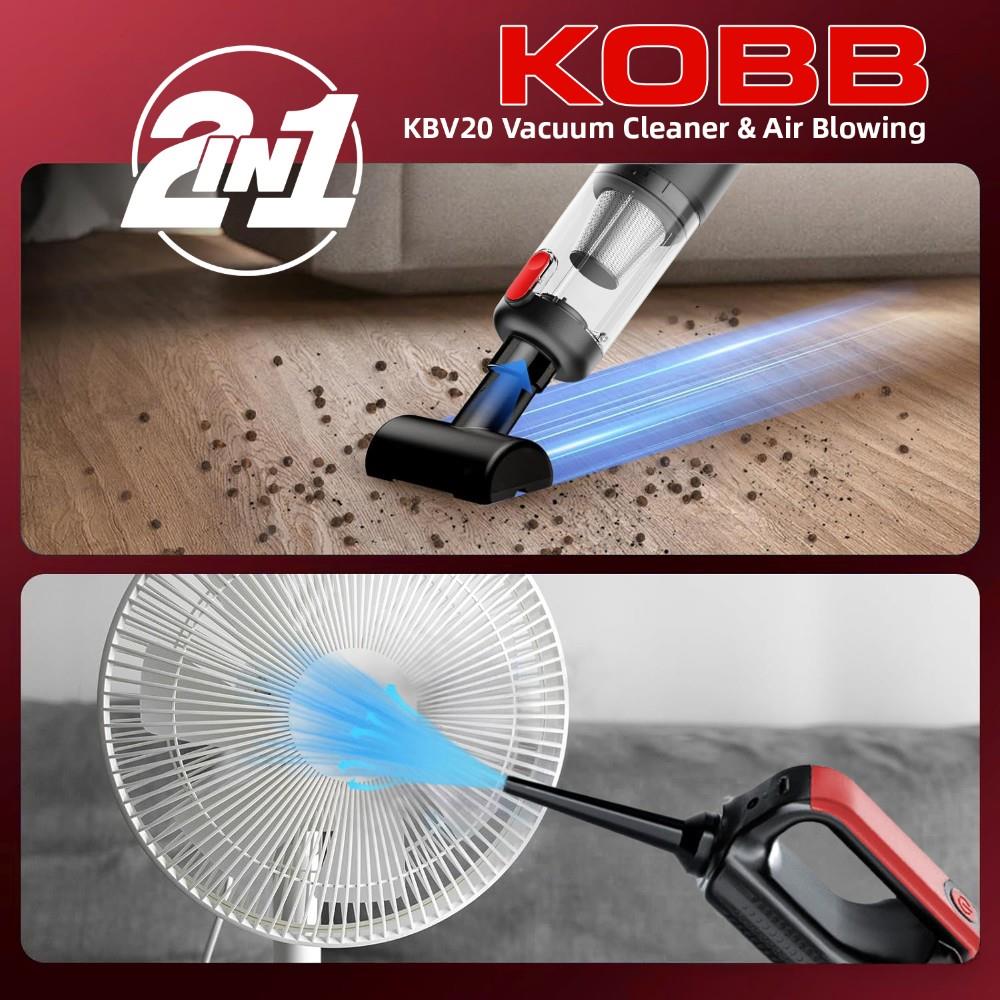 KOBB KBV20 12Volt/ Li-ion Şarjlı Kömürsüz Motor Hibrit Araç Süpürgesi + 8 Parça Aksesuar Seti + Taşıma Çantası