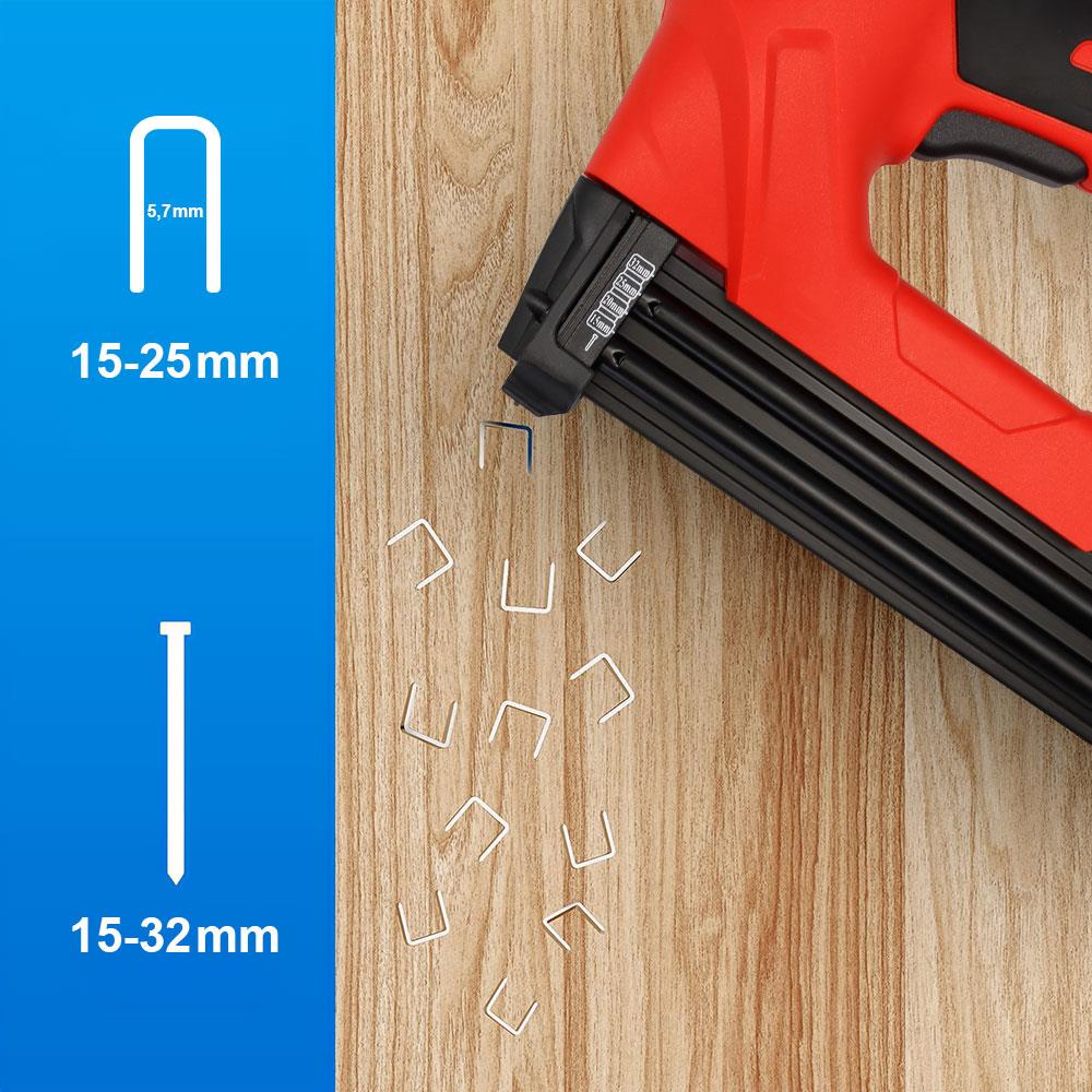 KOBB KBZ90 15 - 25mm Zımba ve 15 - 32mm Profesyonel Çivi Çakma Makinesi + 3000 adet Yedek Zımba ve Çivi - Onivias