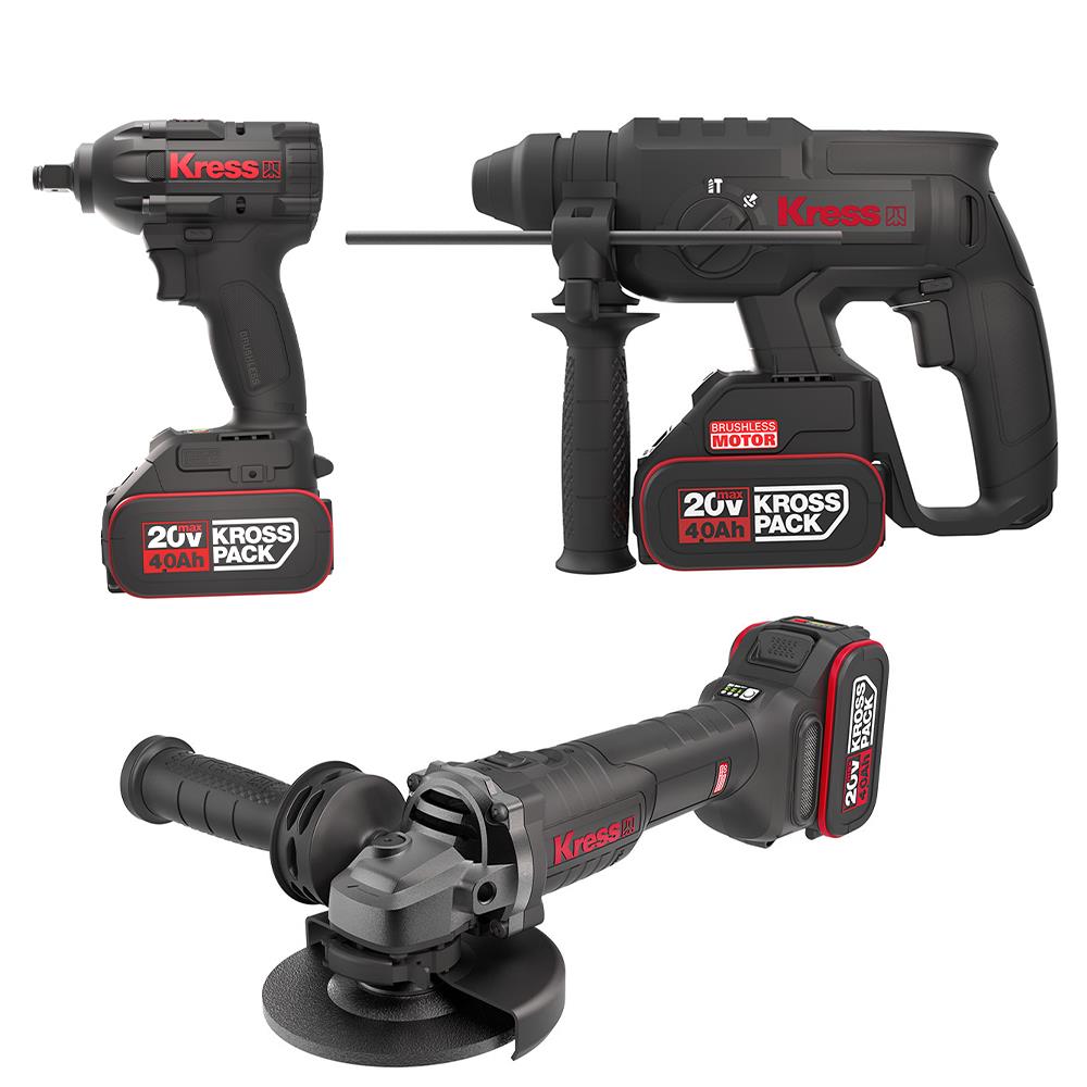 Kress KRKS1 KUB30.2 + KU390.4 + KUH10.2 20Volt/4Ah. 6 Adet Akülü Profesyonel Kombo Set - Onivias
