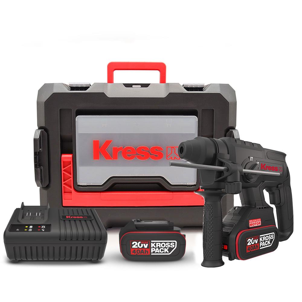 Kress KU390.4 20Volt 4.0Ah. 2.0J Li - ion Çift Akülü Şarjlı Kömürsüz Profesyonel SDS - Plus Pnömatik Kırıcı/Delici - Onivias