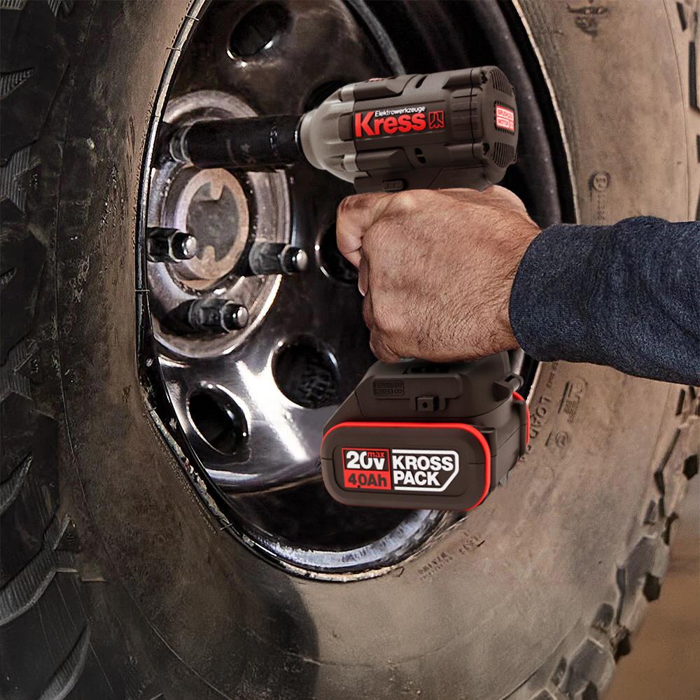 Kress KUB30.2SET 20Volt/4.0Ah. Li-ion Çift Akülü 300Nm Kömürsüz Profesyonel Şarjlı Somun Sıkma + 4 Parça Derin Lokma Seti - görsel 8