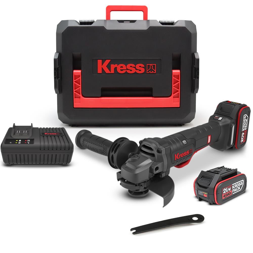 Kress KUH04 20Volt 4.0Ah. Li - ion Çift Akülü 125mm Kömürsüz Profesyonel Şarjlı Devir Ayarlı Avuç Taşlama - Onivias
