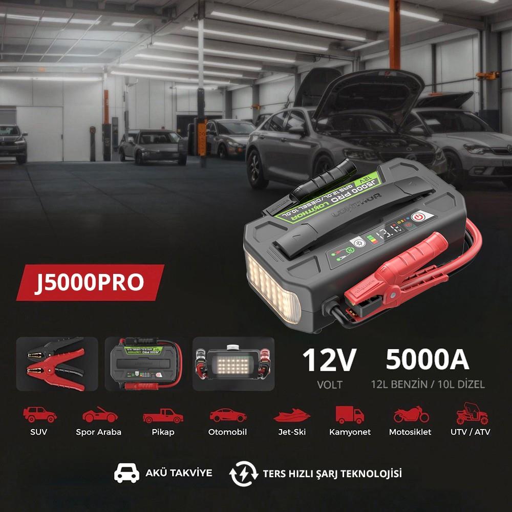 Lokithor J5000PRO 12V 5000Amp LiFePO4 Akıllı Akü Takviye + Powerbank + Led Lamba - görsel 3