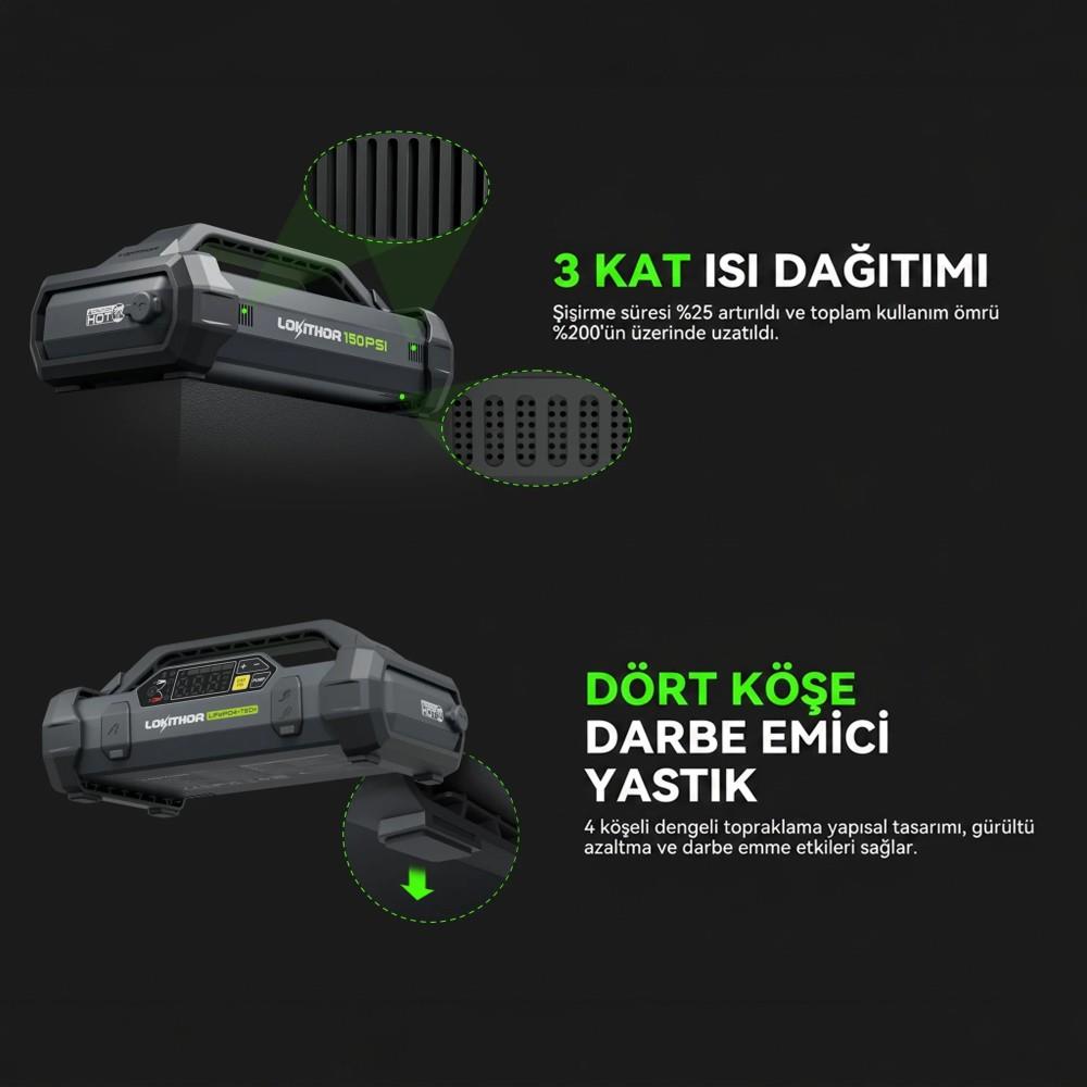 Lokithor JA3000PRO 12V 3000Amp LiFePO4 Akıllı Akü Takviye + Pompa + Powerbank + Led Lamba - görsel 10