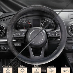 Michelin MC1003N Premium Suni Deri Direksiyon Kılıfı SİYAH - Onivias