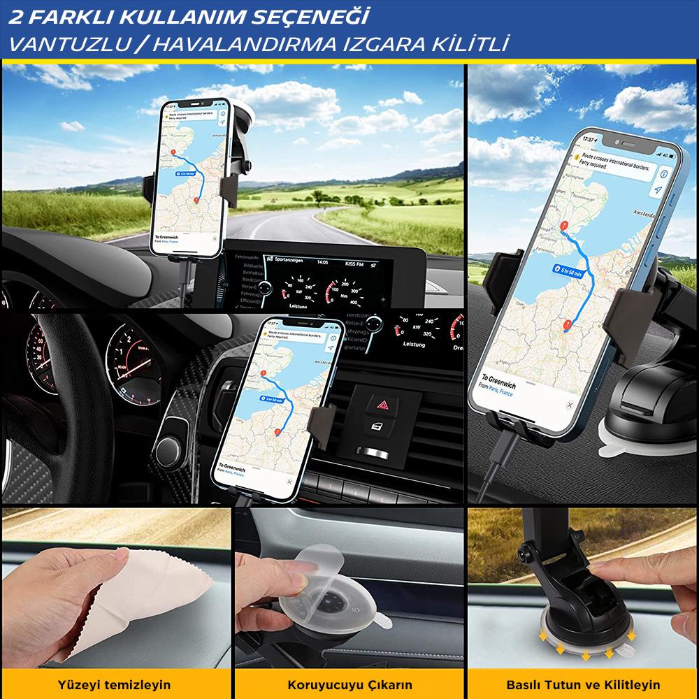 Michelin MC33368 Wireless Telefon Şarj Cihazı ve Dokunmatik Akıllı Telefon Tutucu - Onivias