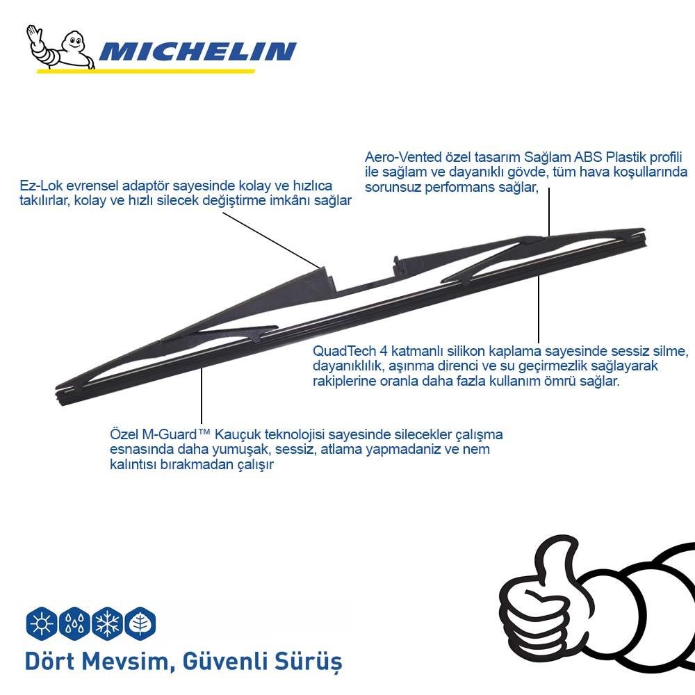 Michelin Rainforce™ MCR300 30CM 1 Adet Universal Telli Hibrit Arka Silecek - Onivias