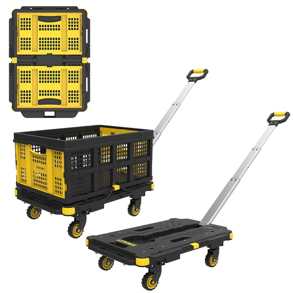 STANLEY PC532B 137kg 62x45cm Dört Tekerli Çekme Kollu Yük ve Paket Taşıma Arabası + FT505 Çok Amaçlı Taşıma Sepeti - Onivias