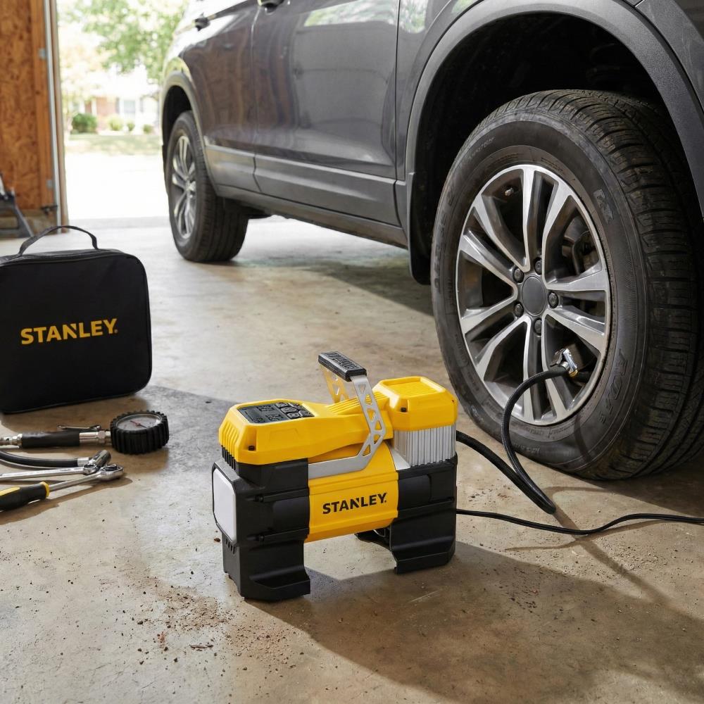 STANLEY SXIF0001 12Volt 150 PSI Dijital Basınç Göstergeli Lastik Şişirme Pompası + Led Lamba - Onivias