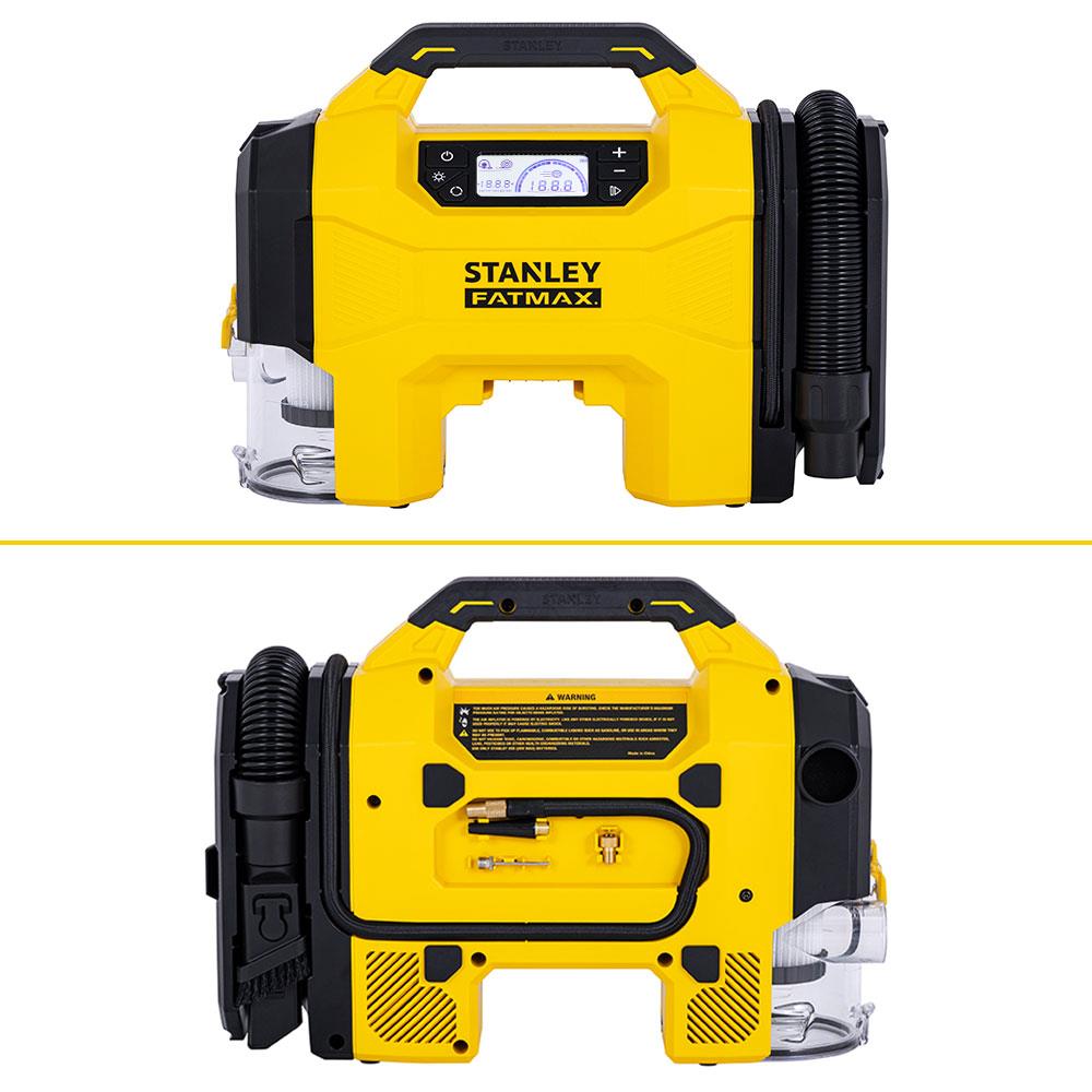 STANLEY SXVI02001A 12V/18V 2Ah Li-ion Şarjlı 160 PSI Dijital Göstergeli Lastik&Yatak Şişirme Pompası+Araç Süpürgesi - Onivias