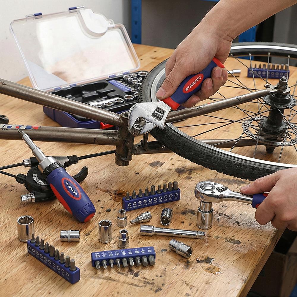 WORKPRO WP200555 1/4'’ 1/2’’ 38 Parça Cr - V Lokma ve Topaç Cırcır Araç Tamir Seti - Onivias