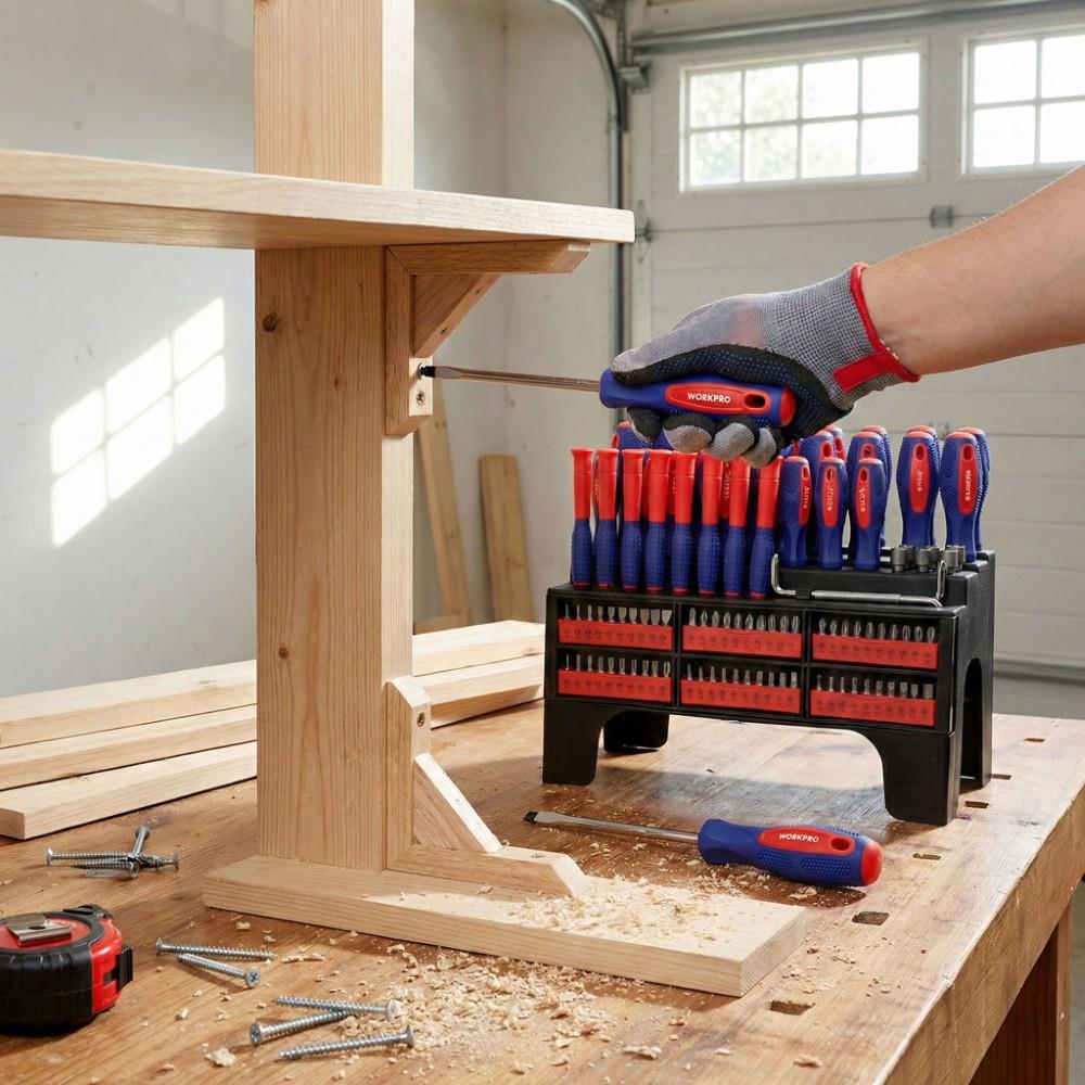 WORKPRO WP200560 100 Parça Duvar Askı Aparatlı Profesyonel CR - V Manyetik Tornavida ve Bits Uç Seti - Onivias