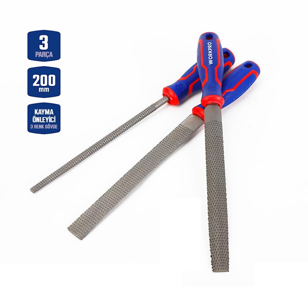 WORKPRO WP201703 3 Parça 200mm Profesyonel Ahşap Törpü Seti - Onivias