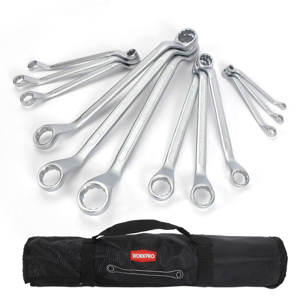 WORKPRO WP202510 6 - 32mm 12 Parça CR - V Profesyonel İki Ağızlı Yıldız Anahtar Takımı + Bez Taşıma Kılıfı - Onivias