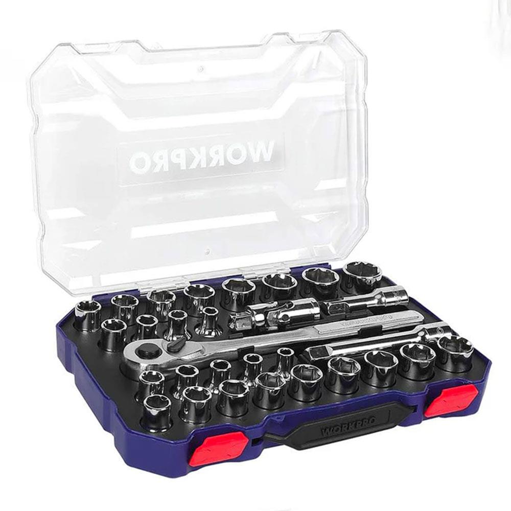 WORKPRO WP202525 30 Parça 1/2’’ CR - V Metrik/İnç Profesyonel Lokma Takımı - Onivias