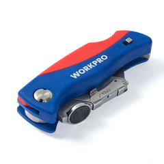 WORKPRO WP211006 Ağır Hizmet Paslanmaz Çelik Gövde Katlanır Rötuş Maket Bıçağı + 6 Adet Yedek Bıçak - Onivias