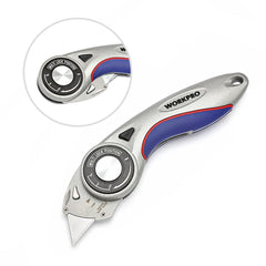 WORKPRO WP211013 Ağır Hizmet Alüminyum Gövde Açı Ayarlı Katlanır Rötuş Maket Bıçağı + 5 Adet Yedek Bıçak - Onivias