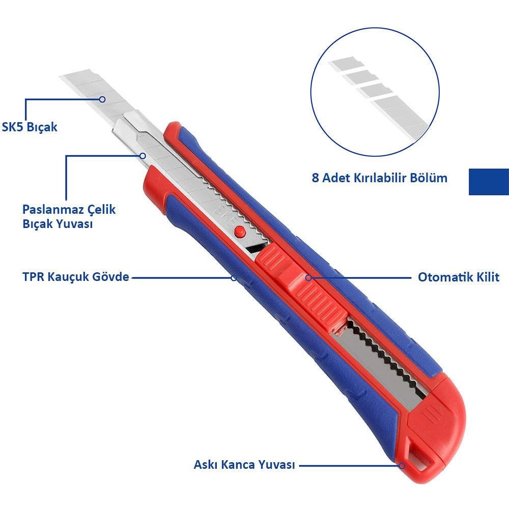 WORKPRO WP212009 18MM Ağır Hizmet Paslanmaz Çelik Kasa Maket Bıçağı - Onivias