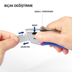 WORKPRO WP213012 Ağır Hizmet Alüminyum Gövde Geri Çekilebilir Rötuş Maket Bıçağı + 4 Adet Yedek Bıçak - Onivias