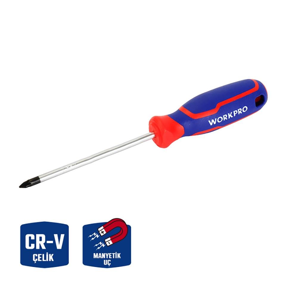 WORKPRO WP221035 PZ0x75mm CR - V Manyetik Profesyonel Yıldız Tornavida - Onivias
