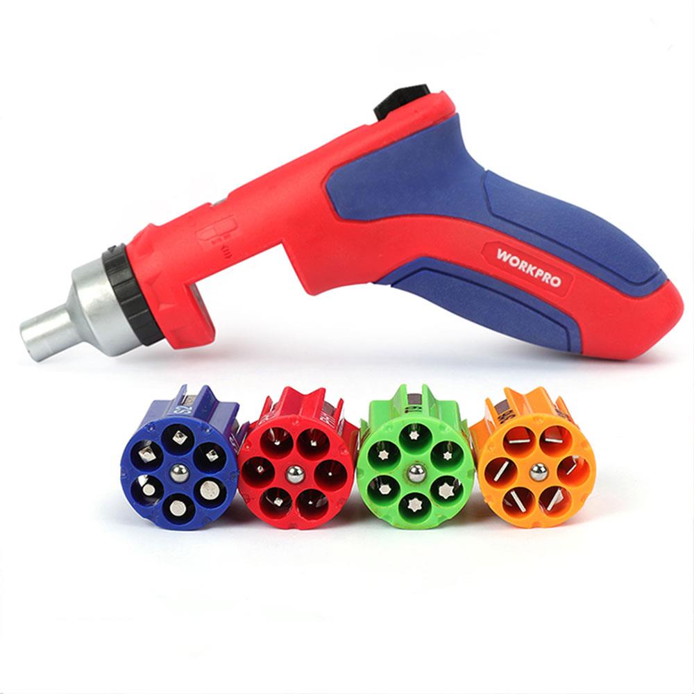 WORKPRO WP221048 24 Parça Profesyonel CR - V Kabzalı Cırcırlı Bits Tornavida Seti + Kemer Askılı Bez Taşıma Çantası - Onivias