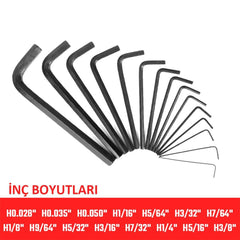 WORKPRO WP222018 30 Parça Uzun Boy CR - V Metrik/İnç Profesyonel Allen Anahtar Takımı - Onivias