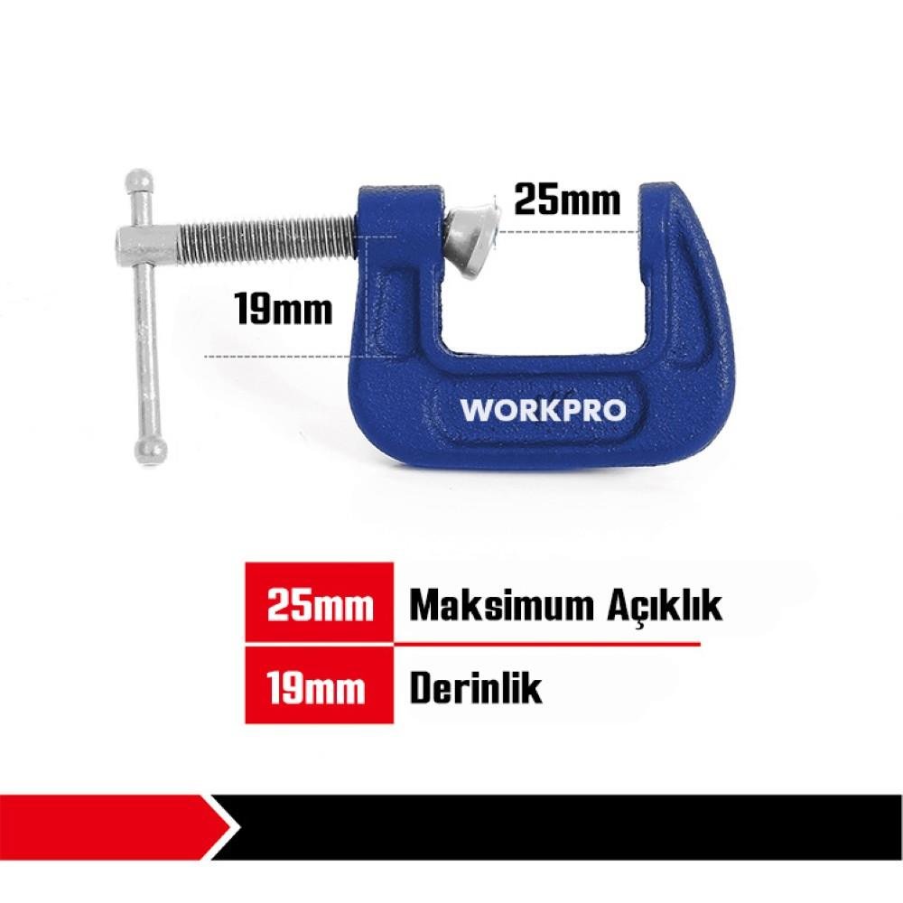 WORKPRO WP232016 25mm G Tipi İşkence - Onivias
