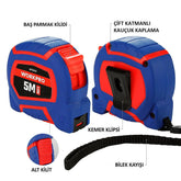 WORKPRO WP261009 5Mx19mm/16Ft. Naylon Kaplama Sarı Çelik Şerit Metre - Onivias