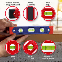 WORKPRO WP262038 225MM Manyetik Şoka Dayanıklı Torpedo Su Terazisi - Onivias