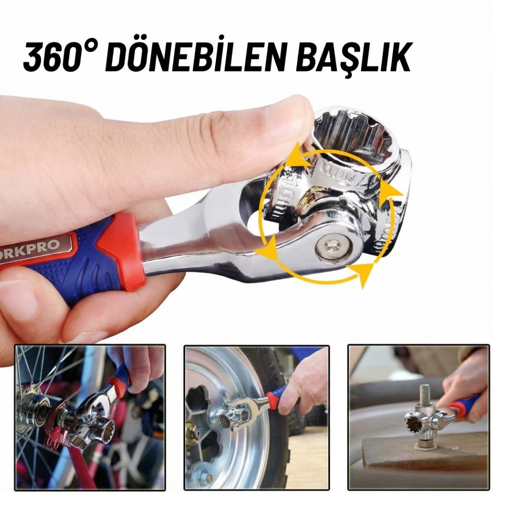 WORKPRO WP272018 8 IN 1 Mafsallı Çok Fonksiyonlu Profesyonel Lokma Anahtarı - Onivias