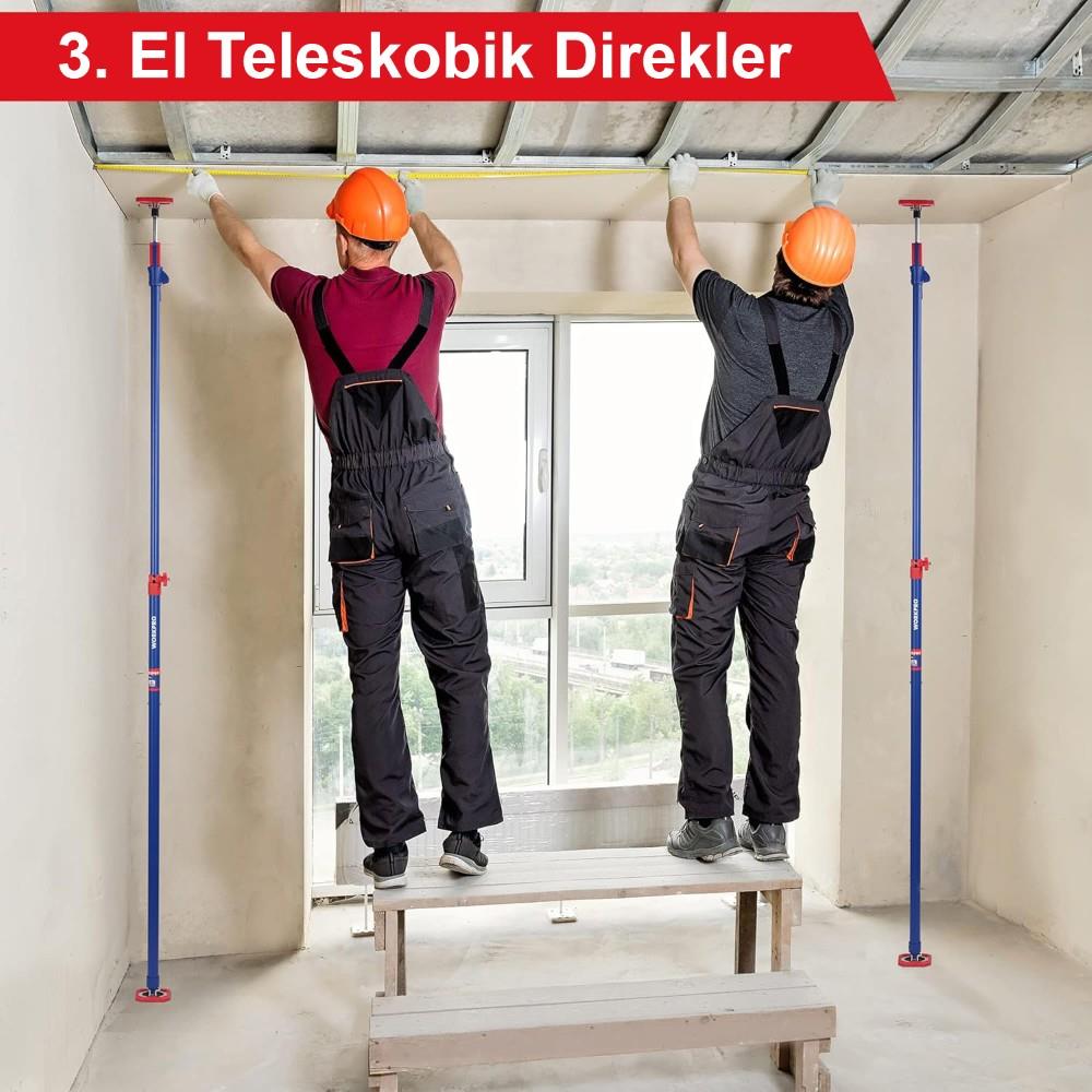 WORKPRO WP289034 137 - 290cm 70Kg Teleskobik Mandallı Ayarlanabilir 2’Li Çelik Destek Direği + Taşıma Çantası - Onivias