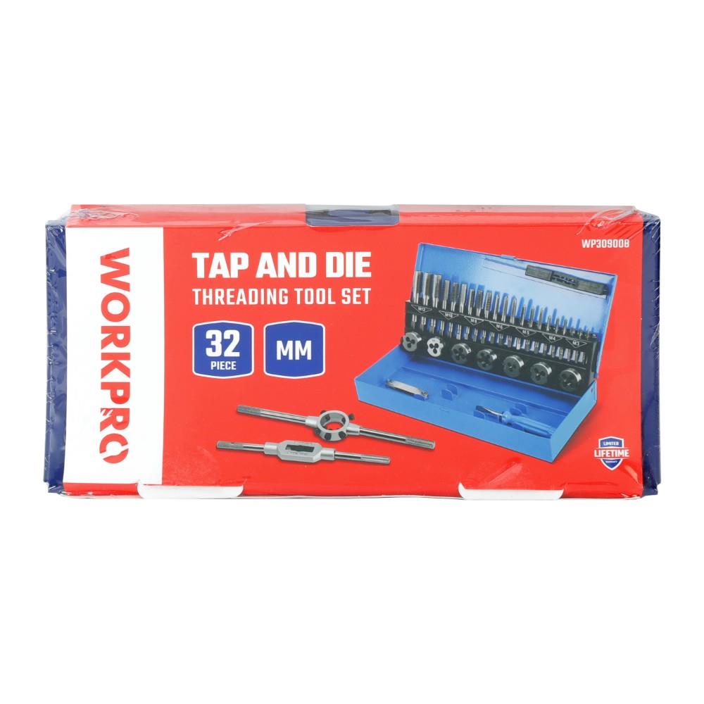 WORKPRO WP309008 32 Parça Profesyonel Metrik Kılavuz ve Pafta Takımı Diş Açma Seti - görsel 10