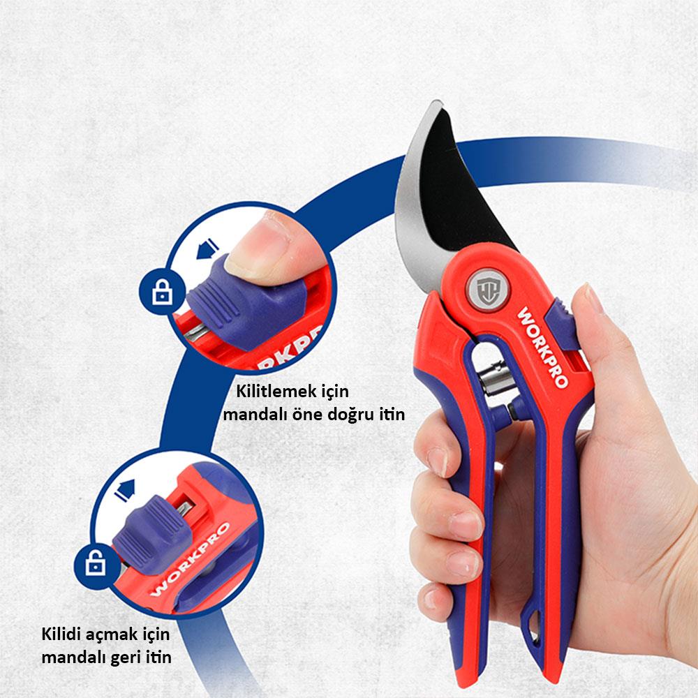 WORKPRO WP332009 Profesyonel Bağ Bahçe Dal Budama Makası - Onivias