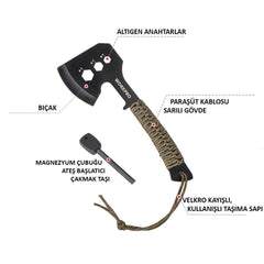 WORKPRO WP383002 250MM Çok Fonksiyonlu Kamp Baltası + Magnezyum Ateşleyici - Onivias