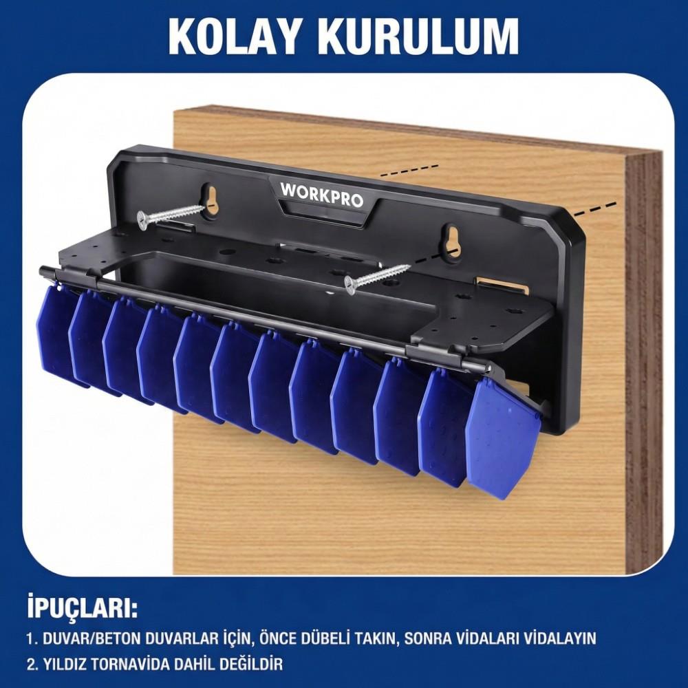 WORKPRO WP433073 Çok Amaçlı El Aleti Duvar Askı/Depolama Rafı - Onivias