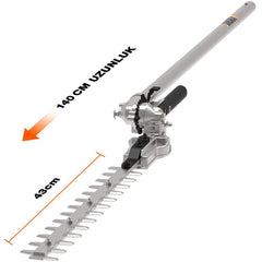 WORX WA0220 WG186E.1 ile Uyumlu 43CM Teleskobik Uzatmalı Açı Ayarlı Çit Budama Başlığı - Onivias