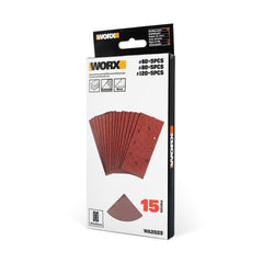WORX WA2029 185x95mm 60, 80, 120 Kum, 15 Adet Cırtlı Universal Zımpara Kâğıdı Seti - Onivias
